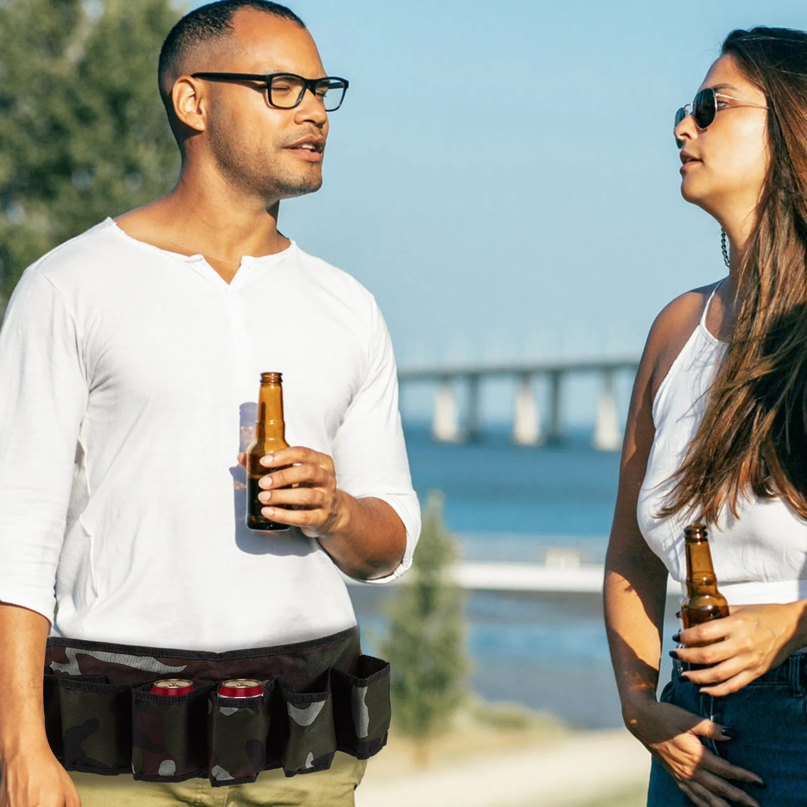 

Oxford Adjustable Beverage Beer Belt Holder Comfortable Waist Strap for Outdoor Climbing Picnic Beer Can Waist Storage