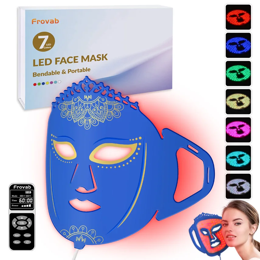 

Silicone 7 Colors Blue Light Therapy Mask Facial Beauty Device Phototherapy Pdt for Improve Blackheads Fine Lines Whitening