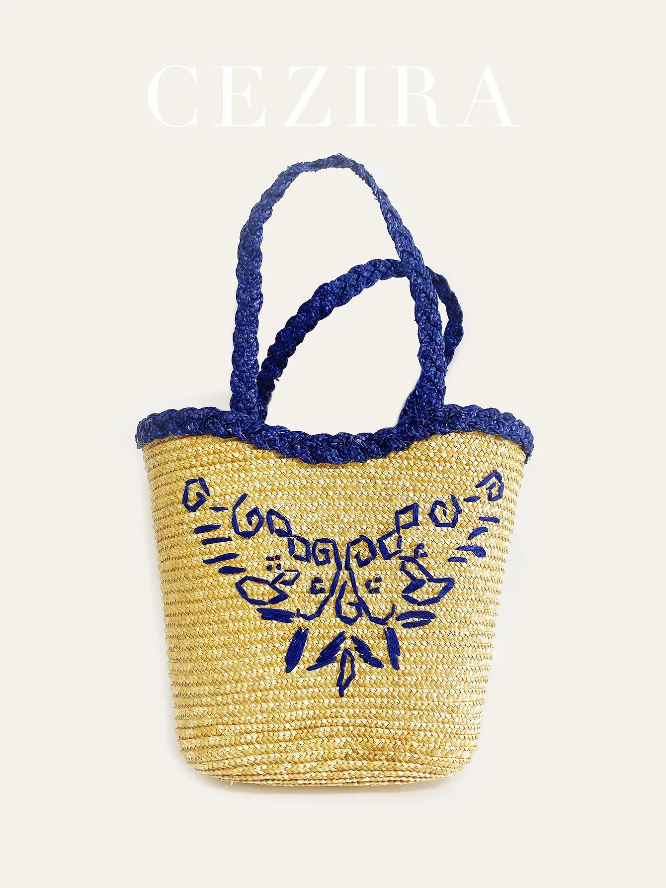 

CR Women's Casual Handmade Straw Woven Tote No-closure Top-handle Basket Handbag Large Capacity Shoulder Beach Bag Daily Holiday