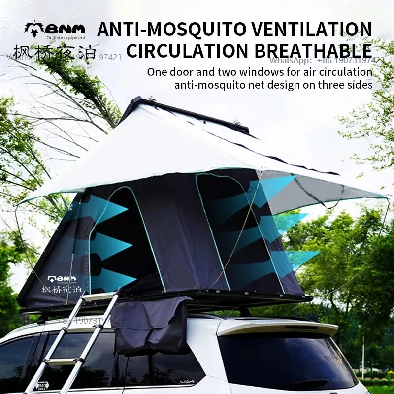 Outdoor Off-Road Folding 3-4 Person Car Camping Trailer Aluminum 4x4 Roof Tent Hard Shell Roof Tent with Solar Panels