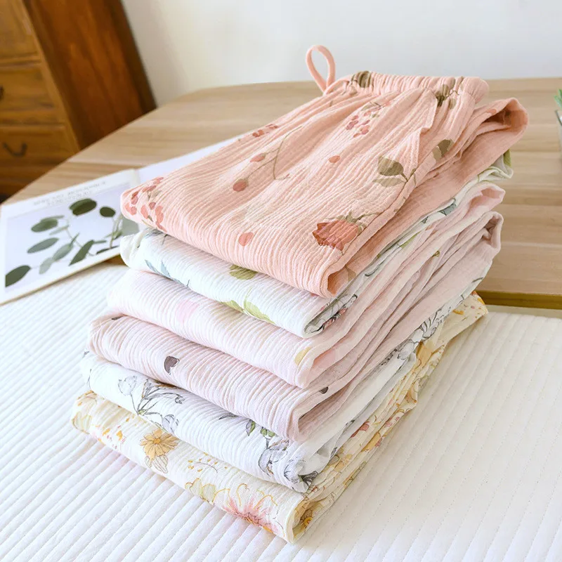 

Printed Autumn Winter Pajamas Pant For Women Causal 100% Cotton Sleeping Bottoms Pants Ladies Nightwear Home Sleepwear Trousers