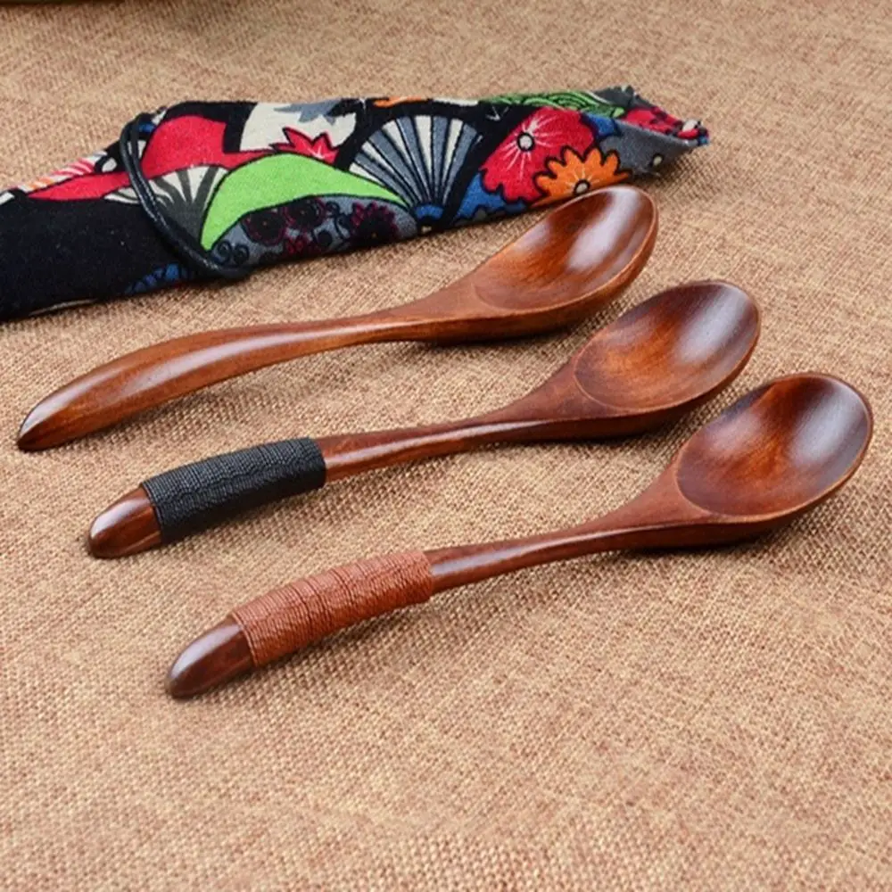 17.5cm Coffee Catering Scoop Wood Black Walnut Hand-made Wooden Spoon Cooking Utensil Soup Spoon Kitchen Tool
