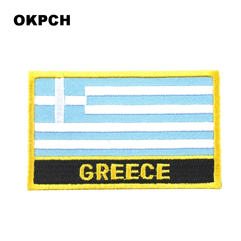 Greece Flag Embroidery Patches Iron on Saw on Transfer patches Sewing Applications for Clothes in Home&Garden