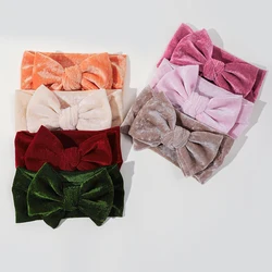 Baby Girls Headbands Elastic Soft Nylon Velvet Bow Headband For Newborn Handmade Bow Turban Infant Hair Accessories Headwear