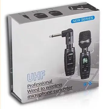 Capacitive/dynamic wireless transmission transmission system: handheld dynamic microphone, wired to wireless UHF