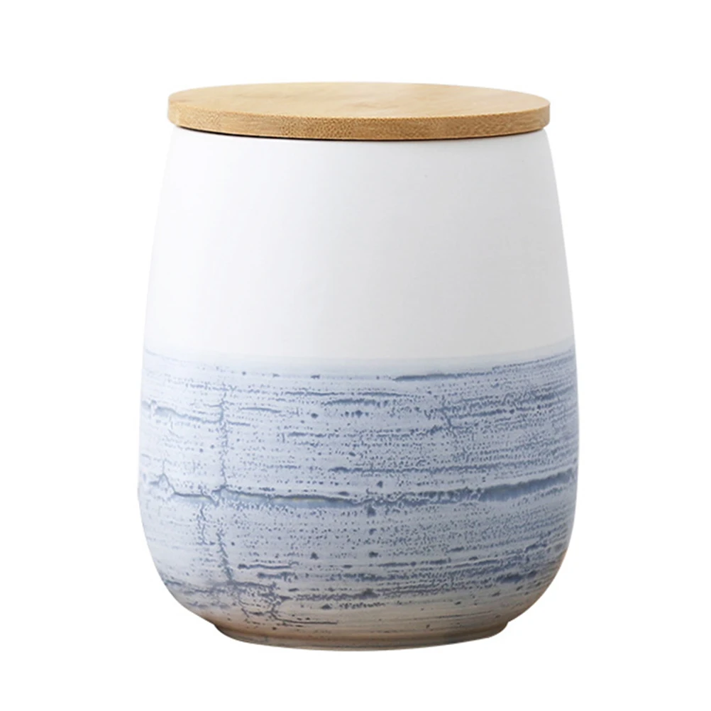

Ceramic Storage Jars Sealed Canisters Wooden Lid Large Capacity Freshness Safe Kitchen Ceramic Jar