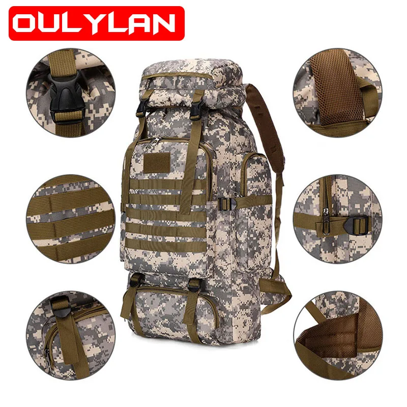 

New Nylon Fishing Hunting Sports Camping Hiking Trekking Bag Backpack Outdoor Military Rucksacks Tactical 75L Waterproof