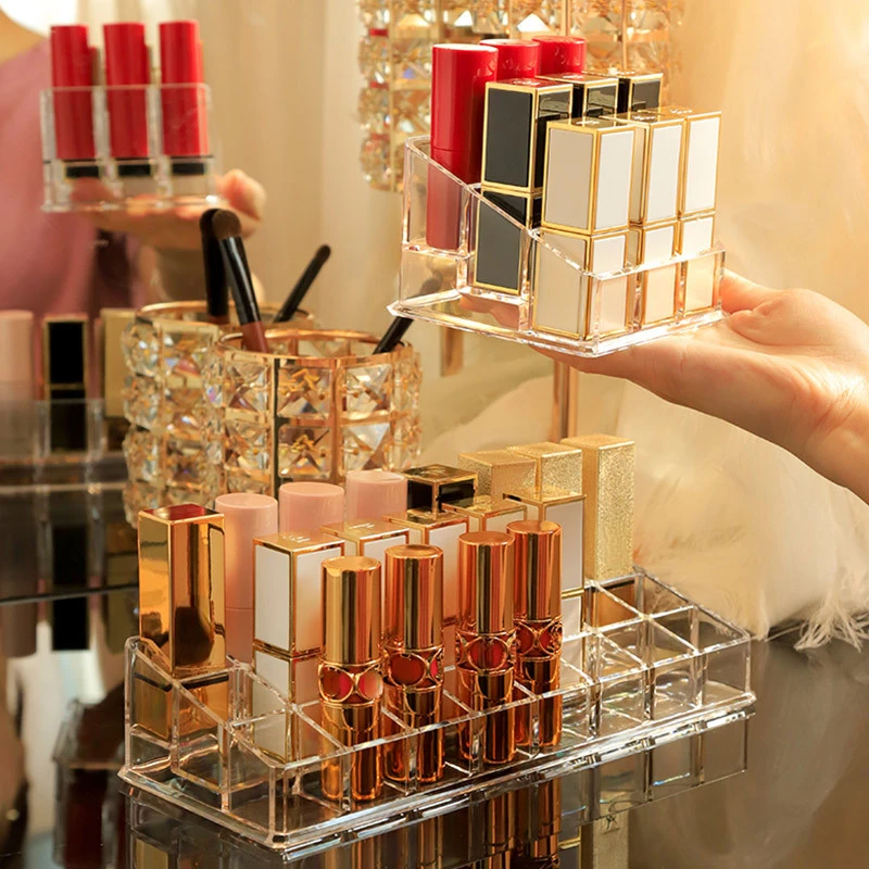 24/9 Grid Lippenstift Box Acryl Make-Up Organizer Lagerung Box Lippenstift Nagellack Display-ständer Halter Kosmetische Organizer Box – Detail 2