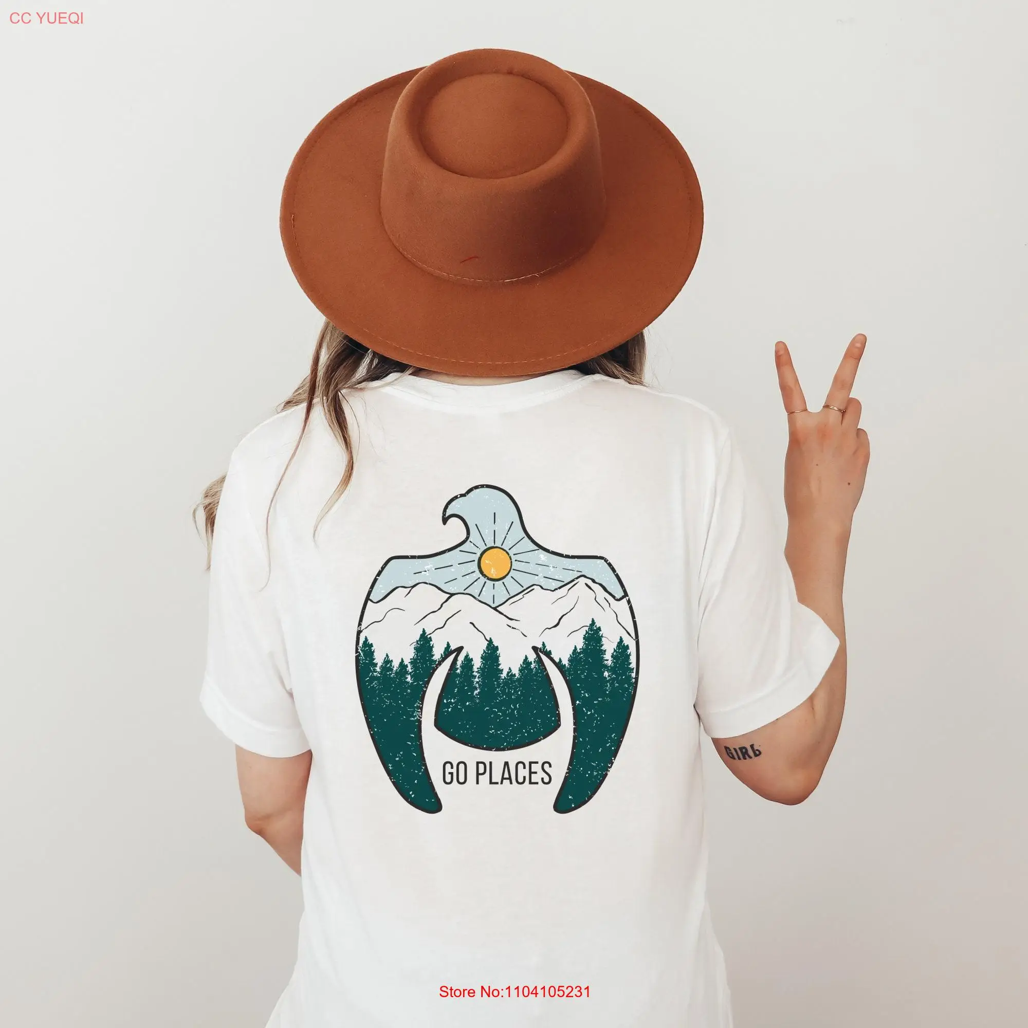 Granola Girl T Shirt Aesthetic Hiking Camping Bachelorette Mountain Pine Trees Hawk Boho Vintage long or short sleeves