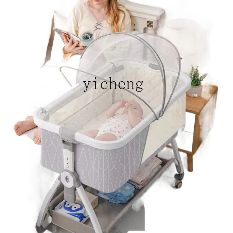 YY Babies' Bed Movable Splicing Bed Multi-Function Folding Adjustable Height