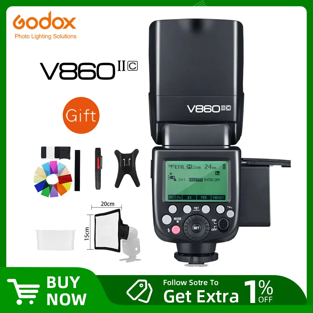 Godox V860II-S V860II-C 860II-N V860II-F V860II-O GN60 TTL HSS Li-ion Battery Speedlite Flash for Sony Nikon Canon Olympus Fuji