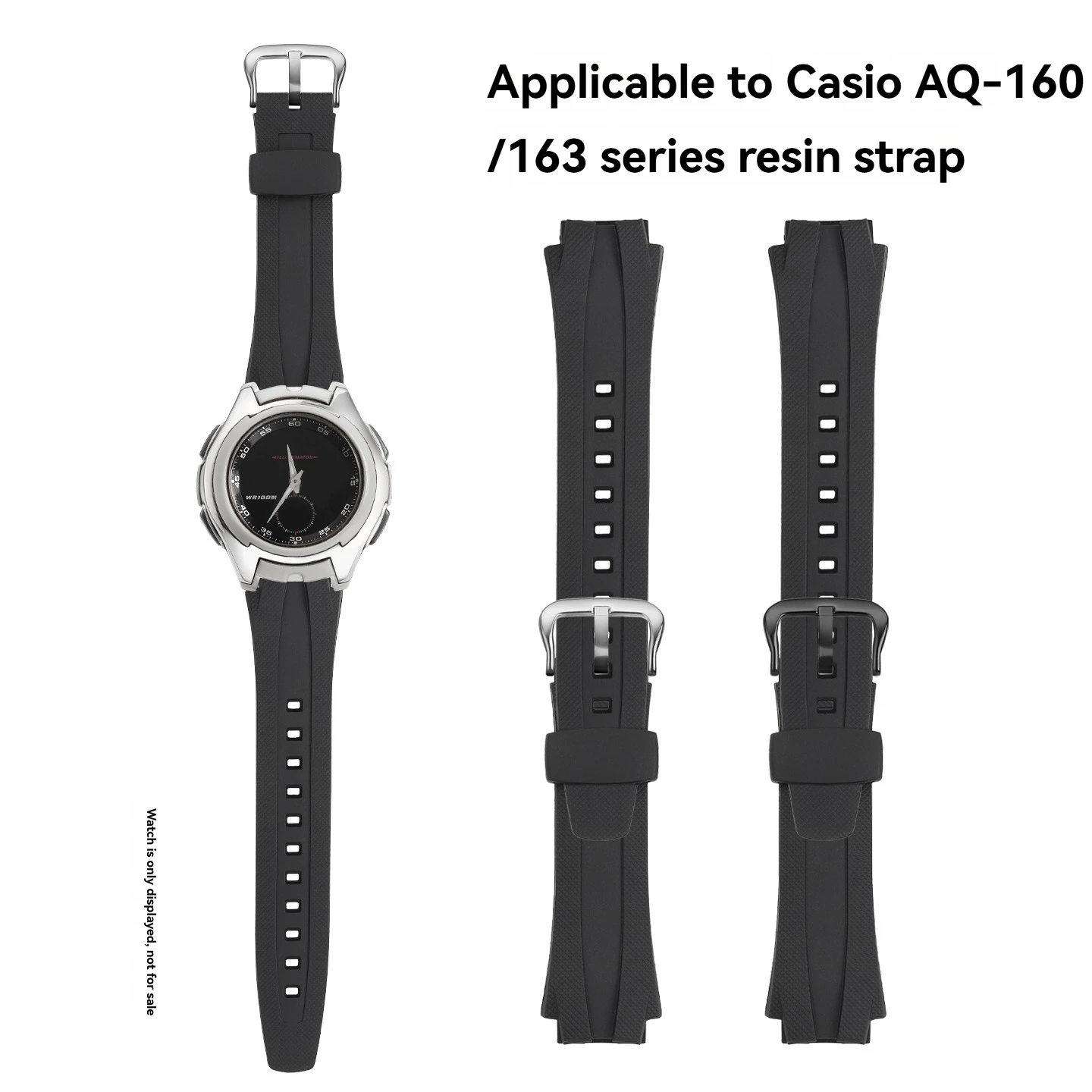 Durable & Comfortable Resin Strap for Casio AQ-160W & AQ-163W Sports Watch,Waterproof Replacement Band