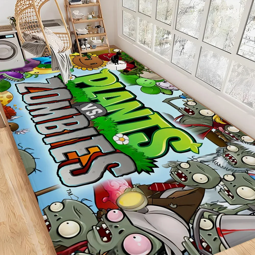 P-Plants-vs-Zombie Cartoon Entrance Door Mat Anti-slip Absorb Water Long Strip Cushion Bedroon Mat Toilet Rug