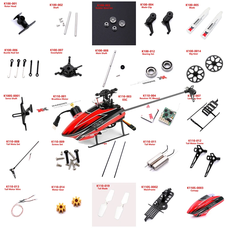 Wltoys XKS K110S K110 RC Helicopter Accessories Servo Blade Gear Motor Rotor Head Tail Canopy ESC Board for K110S Upgrade Parts