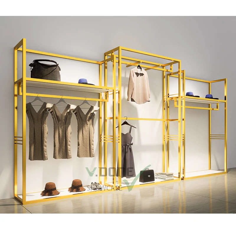 Custom. Custom High End Women Dress Clothes Stand Display Racks Shelf For Boutique Retail Clothing Store Furnitur