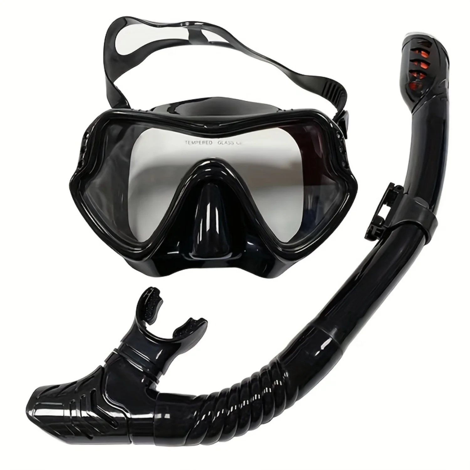 Silicone Large Frame Diving Mask with Breathing Tube Set - Clear Goggles for Men and Women, Perfect for Swimming, Diving, and Sn