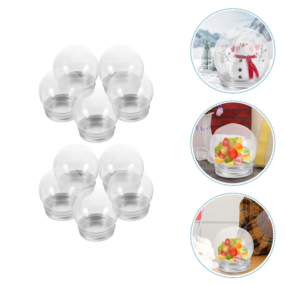 10 Pcs Candy Bottle Transparent Empty Bottles Snow Globe Container Christmas Wedding Boxes Pp