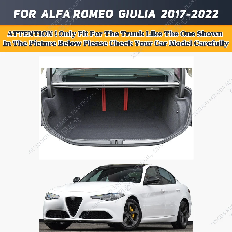 Car Trunk Mat For Alfa Romeo Giulia 2017 2018 2019 2020 2021 2022 Cargo Liner Carpet Interior Accessories Cover