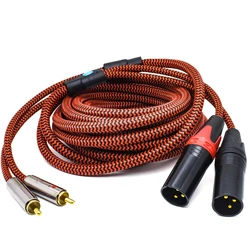 Hifi OFC Audio Cable Dual XLR to Dual RCA for AMP Soundbox Microphone Shielding Cable 2 RCA to 2 Regular XLR 3 Pin 1M 2M 3M 5M