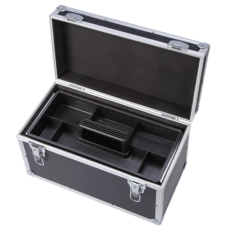 

Aluminum Frame Storage Box with 2 Locks, Portable Multi-functional Items, Tool Storage Box, Partition, Multi-layer Compartment