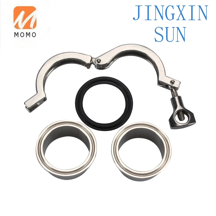 Stainless Steel 304 316L Pipe Fitting Sanitary Weld Ferrule + Tri Clamp + PTFE Gasket Set