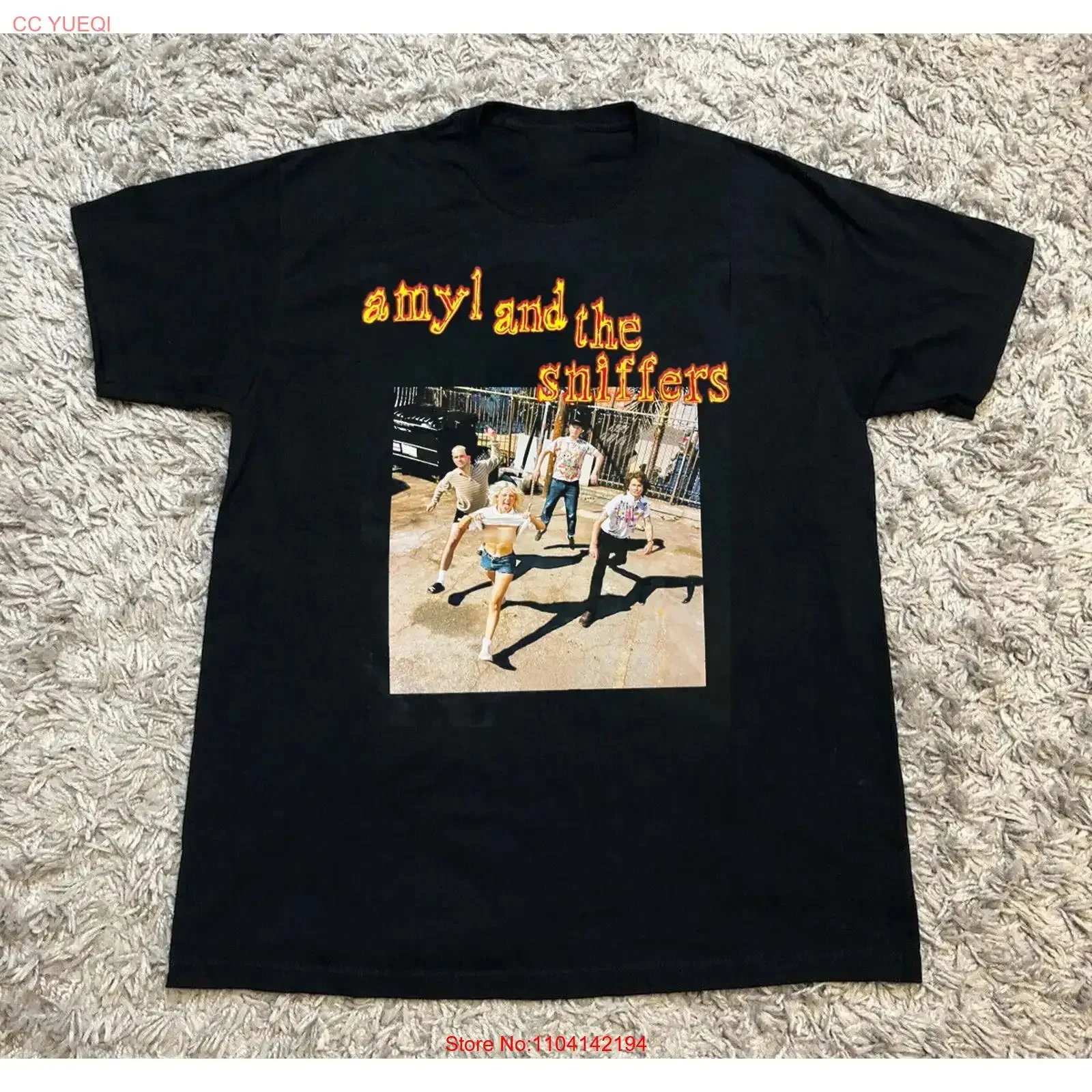RARE Amyl and the Sniffers Black Cotton S 5XL T Shirt HD375 vintage Washed homme Unisex Comfortable Slightly fashion streetwear