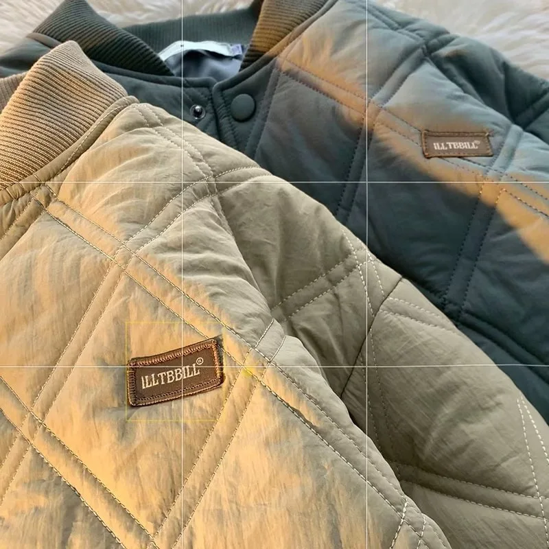 سترة مبطنة بالألماس عتيقة - صورة ظلية بيسبول بدون ياقة نمط ألماس عتيق #4