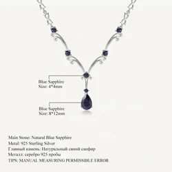 GEM'S BALLET Luxury 5.61Ct Natural Blue Sapphire Gemstone Pendant Necklace for Women 925 Sterling Silver Vintage Fine Jewelry