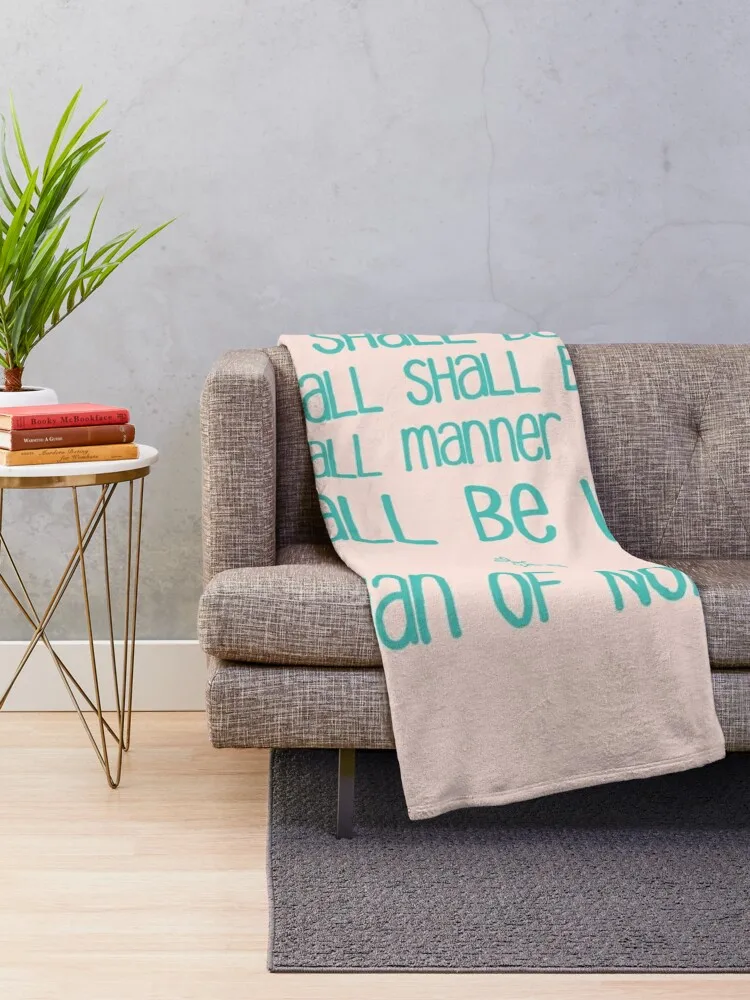 All Shall Be Well - Inspirational Motivational Julian of Norwich Quote in Turquoise and Pale blush Pink Throw Blanket