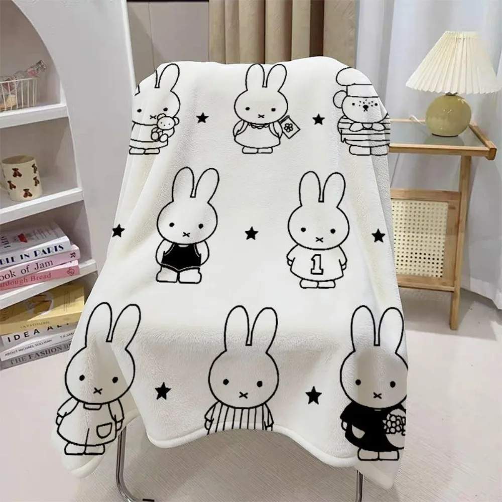 

Miffy Cartoon Blanket Cute Air Conditioning Shawl Sofa Lap Cover Nap Throw Soft Warm Lightweight Multi-use Blanket Home Office
