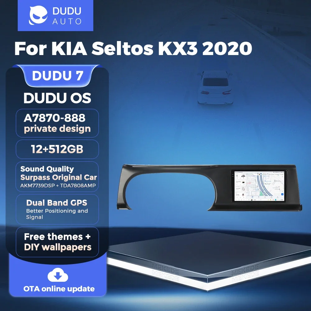 DUDU7 Pure Android13 8core 2K A7870-888 12+512GB Car Intelligent Navigation For KIA Seltos KX3 2020 Dual Band GPS BT5.0 2din