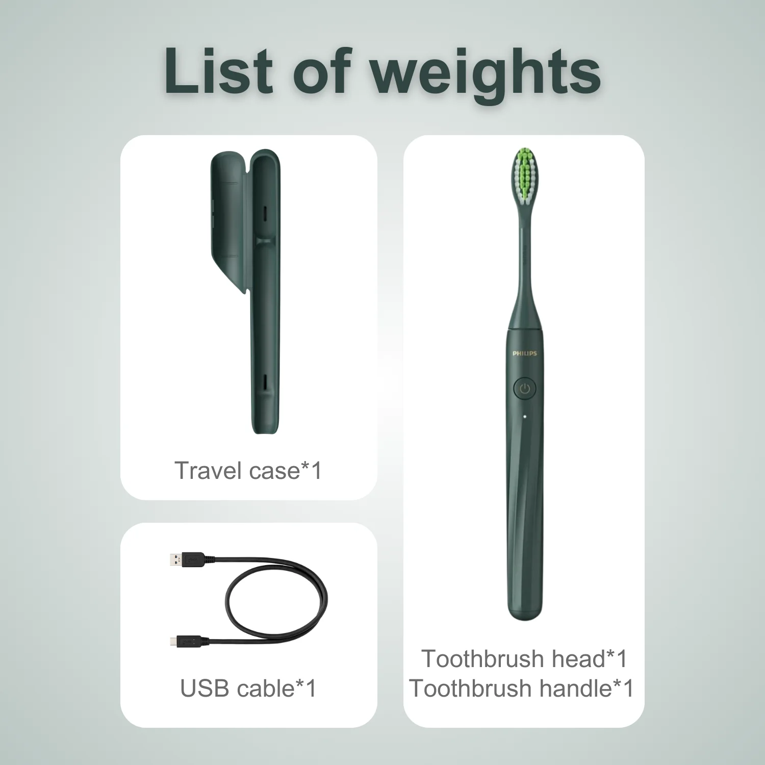 Philips Sonicare Electric Toothbrush One HY1200, Travel Case,  Better Cleaning Results, Microwave Vibration