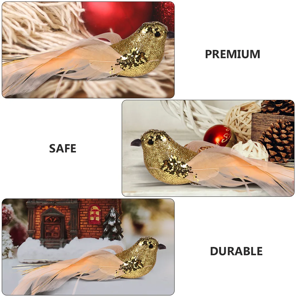 

6Pcs Froth Bird Decorations Simulation Birds with Iron Clips Christmas Ornament for Trees Nests Crafts Photo Backdrop Home Decor