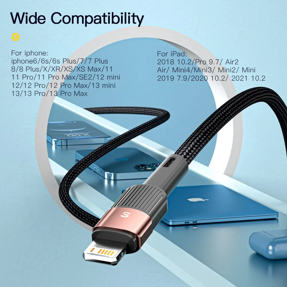 Essager ricarica rapida per cavo Usb iPhone 11 12 13 Pro Max Mini Xs Xr X SE 8 7 6 Plus 6s 5 5s 2.4A cavo per cavo di ricarica iPhone