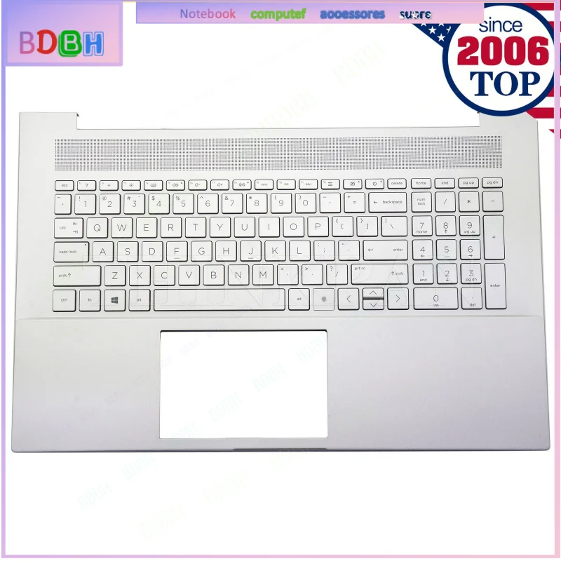 For HP 17-CH 17M-CH 17T-CH 17-CH1035NR Palmrest Backlit Keyboard Silver US
