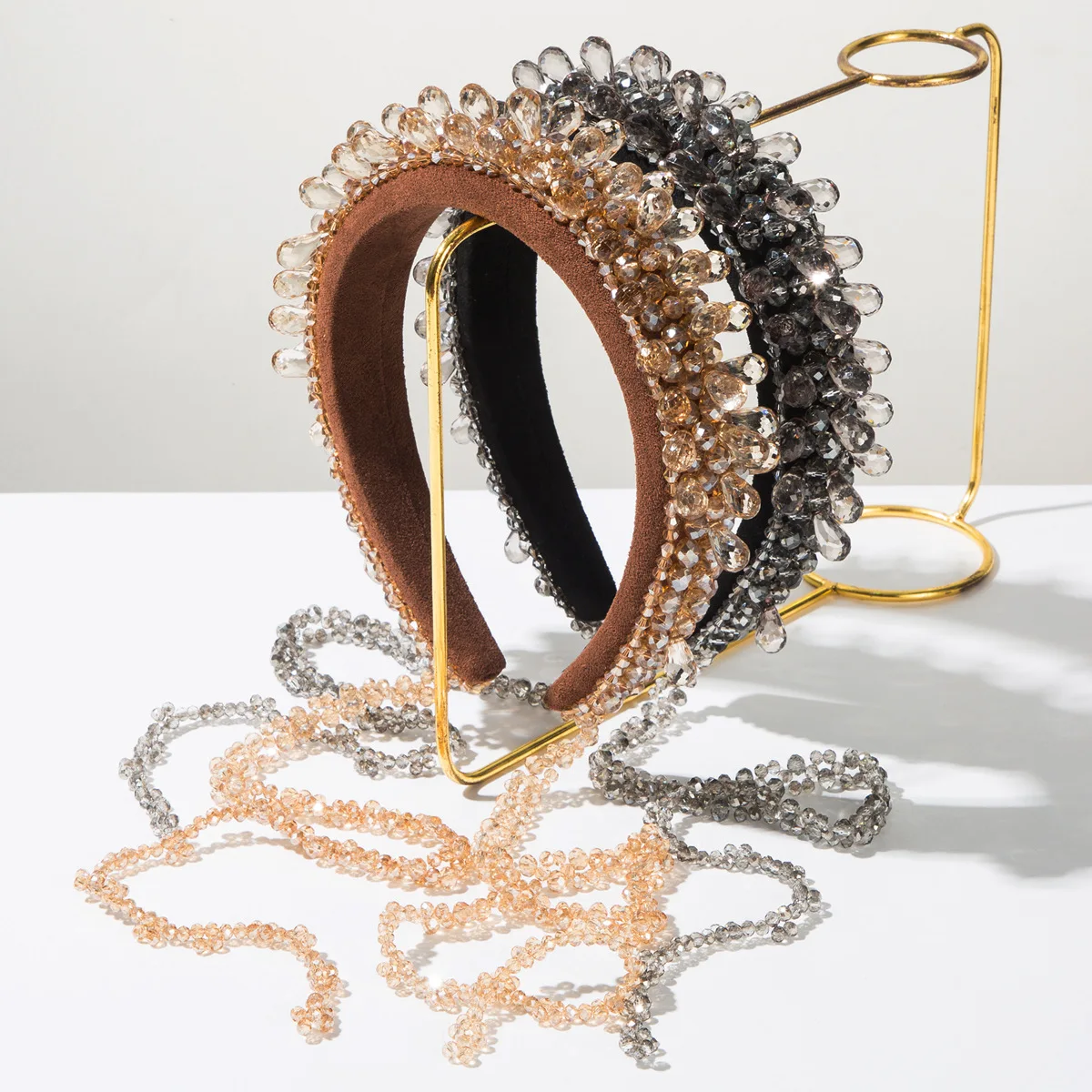 

Korean Version of The New Handmade Crystal Bow Headband for Women's Exquisite High-end Light Luxury Simple Hair Accessories