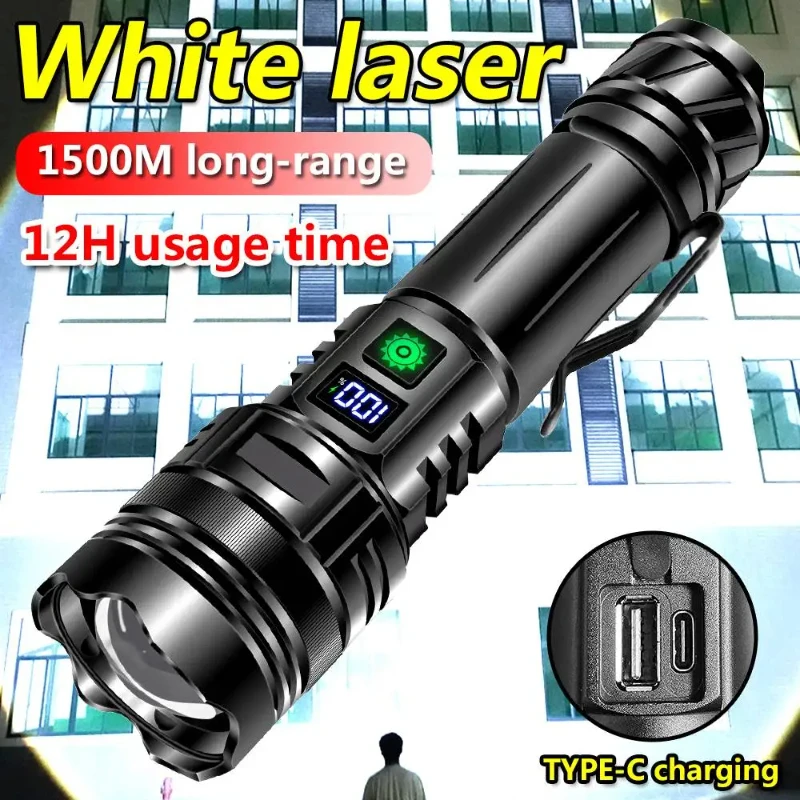 

High Powerful LED Flashlight Aluminum Alloy Rechargeable LED Zoom Tactical Torch Outdoor Waterproof Multifunction Searchlight