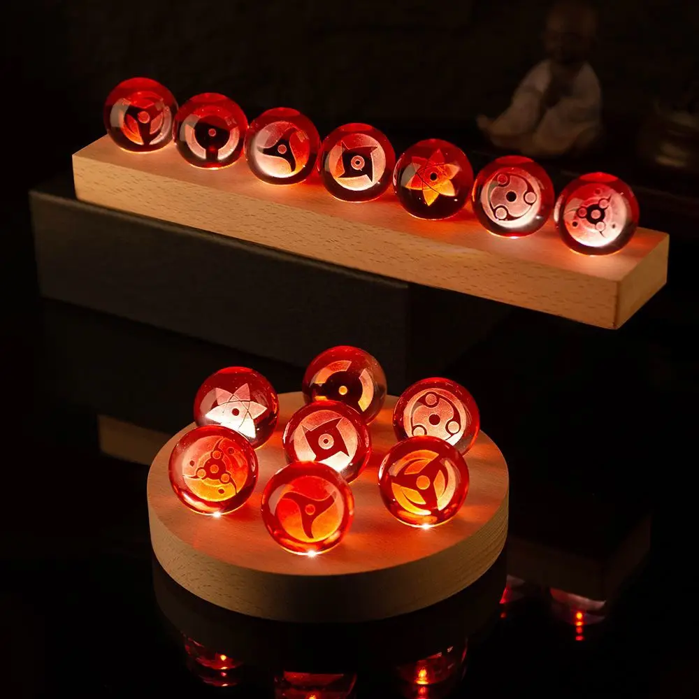 Anime Naruto Sharingan Nachtlicht Kristallkugel Desktop-Ornament Figur Leuchtende Dekoration Pixiv Niedliches Kawaii Geburtstagsgeschenk