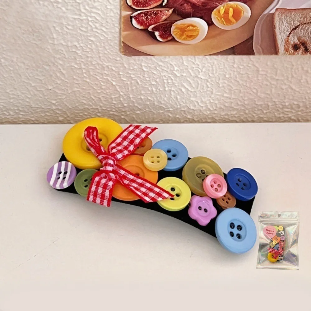 

Dopamine Coloured Button Headband Face Washing Headwear Childishness Hairband Korean Style Y2k Bow Hair Clip Photograph Prop