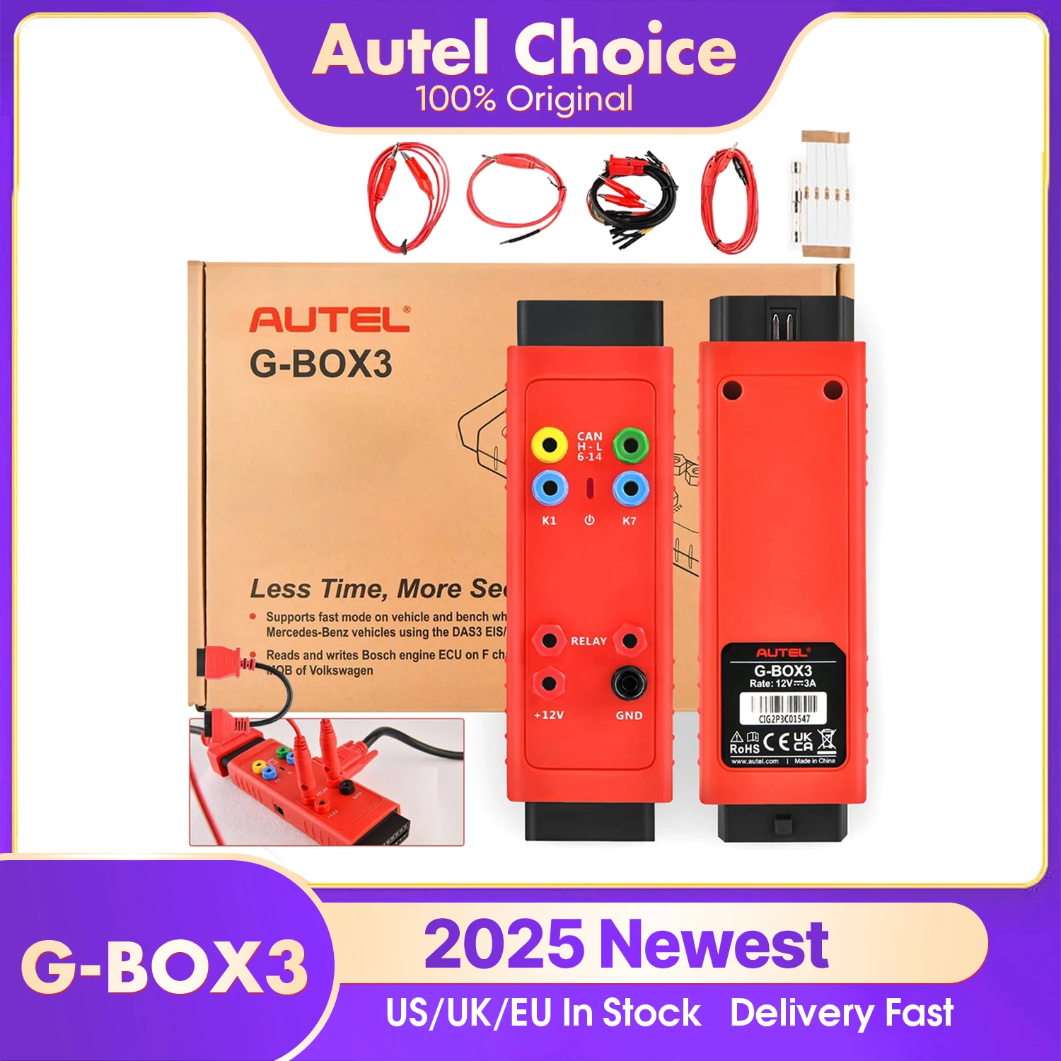 Autel G-BOX3 Key Programming Adapter for Benz BMW faster All Keys Lost Password Calculation Use With IM608 IM508S IM608S II