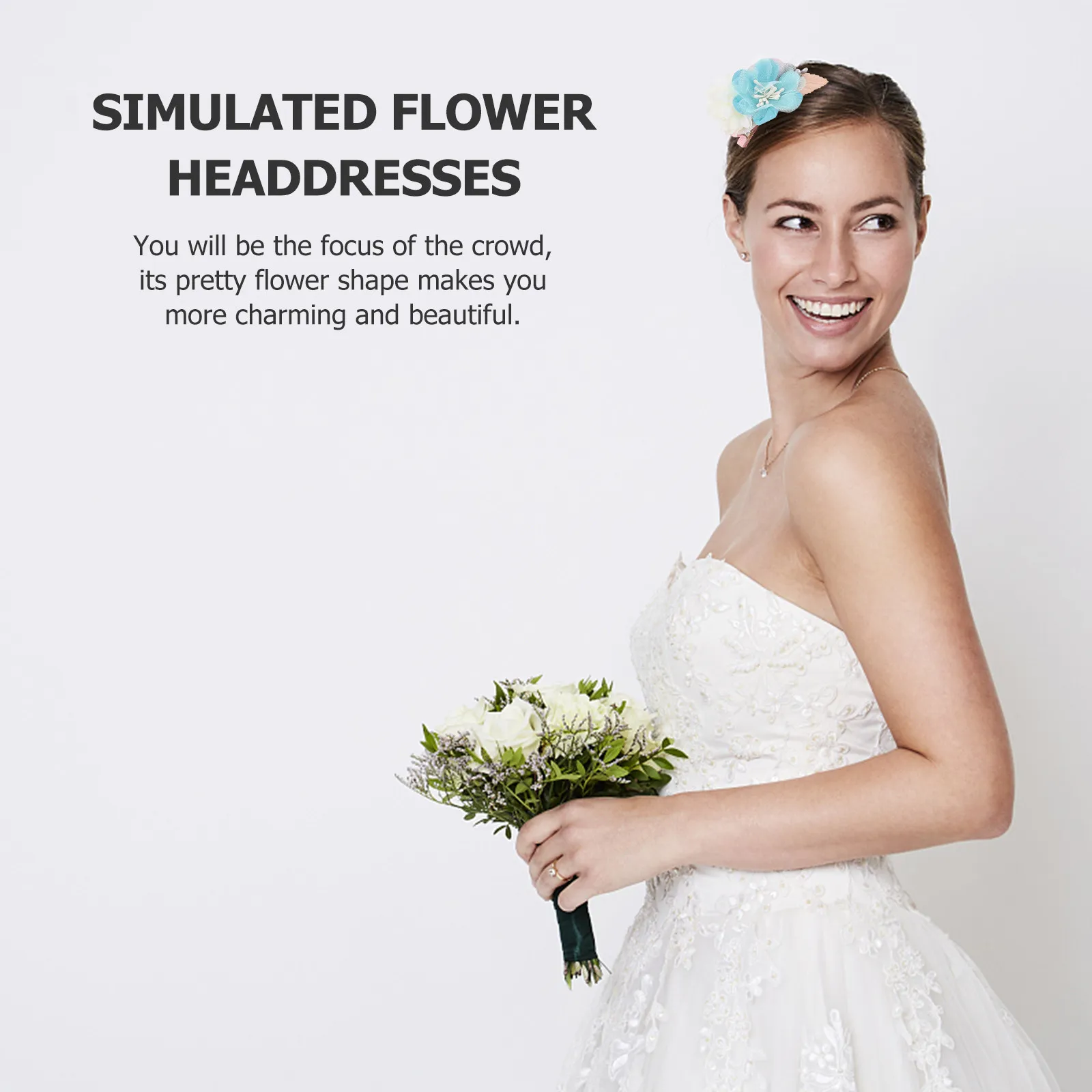 

3Pcs Floral Hair Clips Simulated Flower Headdresses Exquisite Craftsmanship Comfortable Cloth Material Bride Bridesmaid Flower