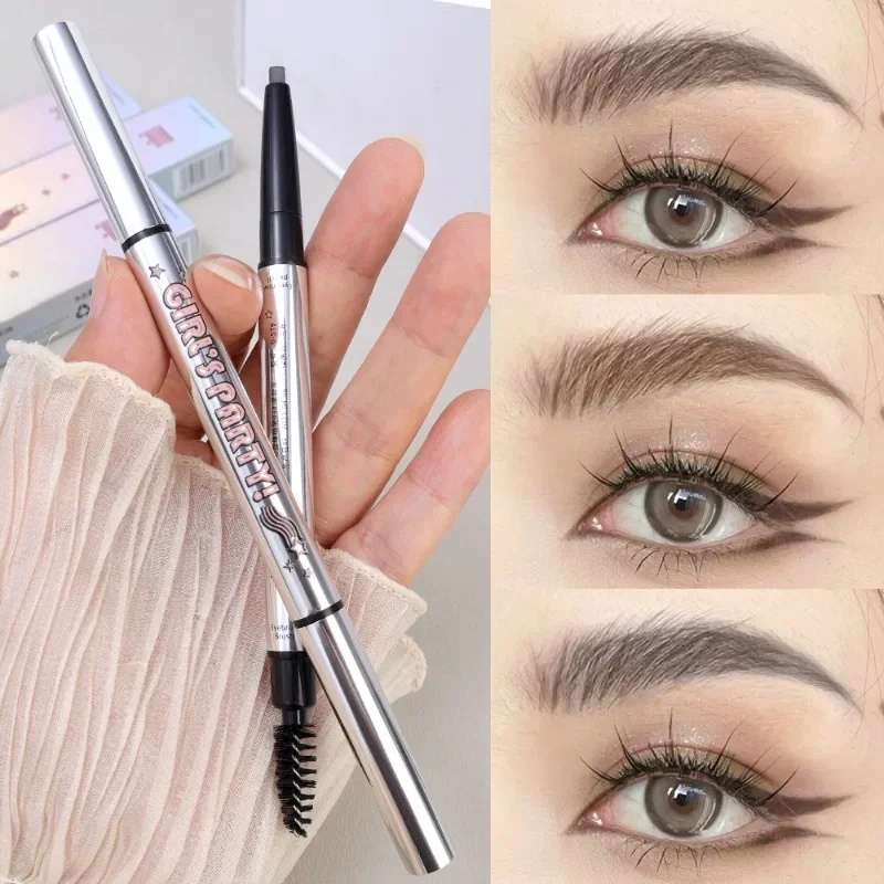 Dubbele Kop Draaibaar Zwart Bruin Wenkbrauwpotlood Waterdicht Duurzaam Zonder Bloeiende Driehoek Gladde Matte Wenkbrauw Tattoo Pen Make-Up