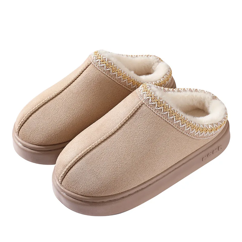 Nova moda chinelos de plataforma macia para as mulheres 2024 inverno de pelúcia sapatos de algodão