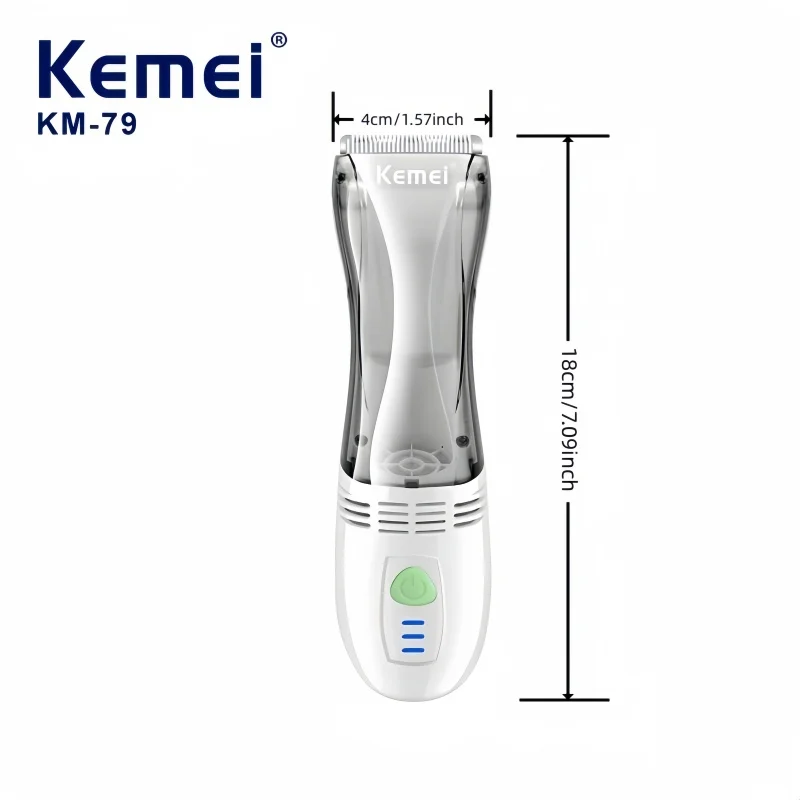 ماكينة قص الشعر الأوتوماتيكية Kemei KM-79 للأطفال - تصميم مدمج، ضوضاء منخفضة، شفرات سيراميك، ماكينة تشذيب الشعر المنزلي