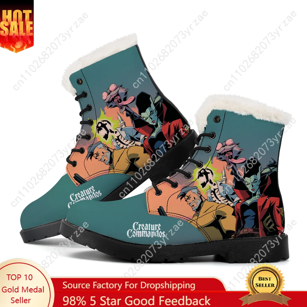 

Creature Commandos Plush Boot Men Women Teenager Casual Shoe Outdoor Warm Boot High Quality Personalized Pattern Custom Shoes