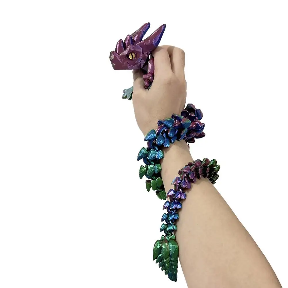 3D-gedruckte gehörnte Drache, Figur, Ornament, leuchtender Drache, Ganzkörpergelenke, bewegliches simuliertes Tiermodell, Desktop-Handwerksdekoration