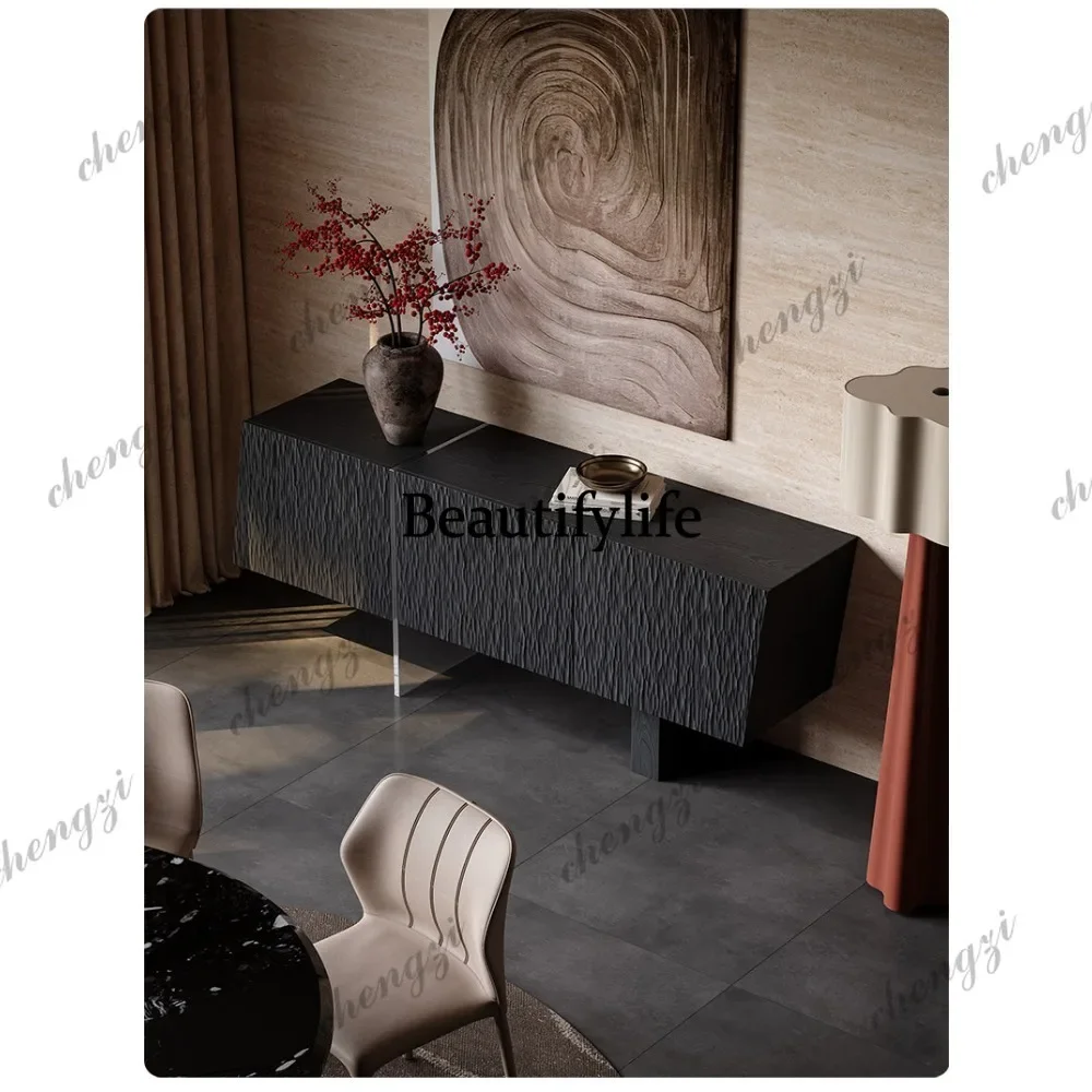 M132 Light luxury dining side cabinet design sense relief art black antique side cabinet locker against the wall