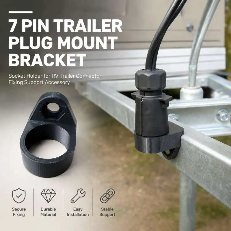 7 Pin Trailer Plug Mount Bracket Socket Holder RV Trailer Connector Fixing Support Accessory