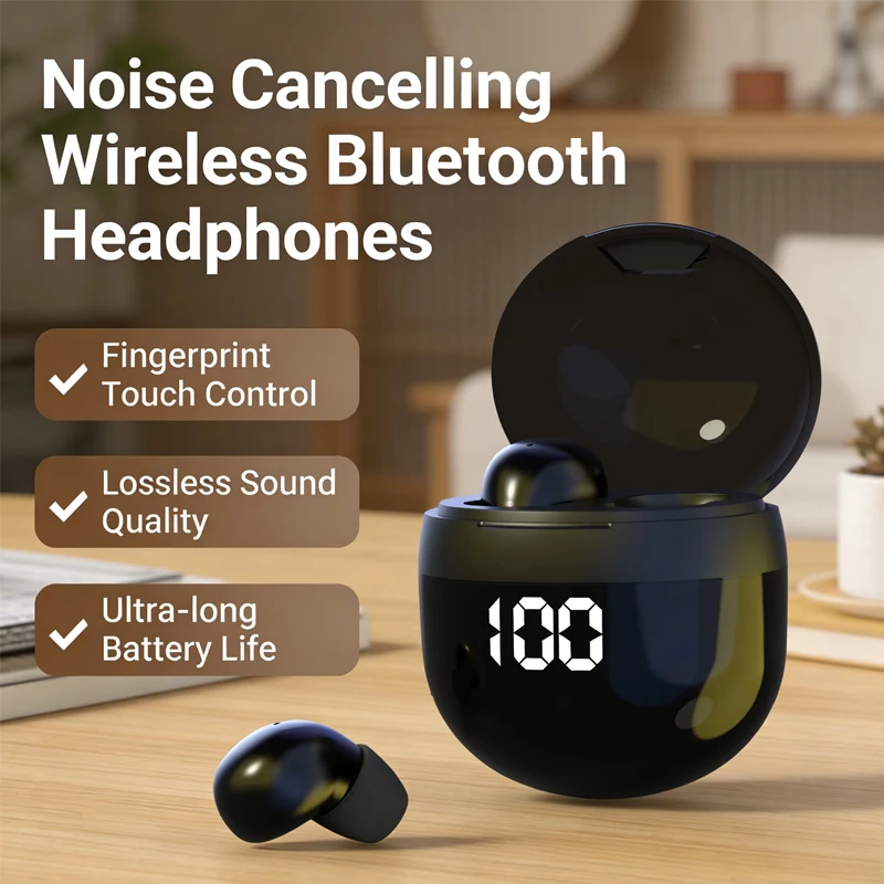 SK18 Mini Sleep Wireless Earbuds, Bluetooth 5.3, Invisible In-Ear, Digital Display, Noise Cancelling for Side Sleepers