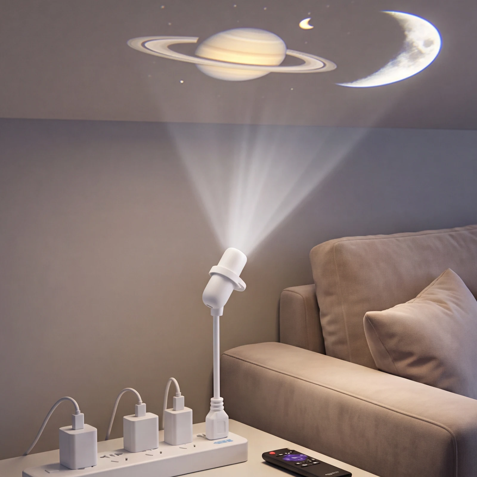 USB Star Projector Night Light LED 360 Flexible Gooseneck Galaxy Lamp Bedroom Ceiling Atmosphere Decor Light
